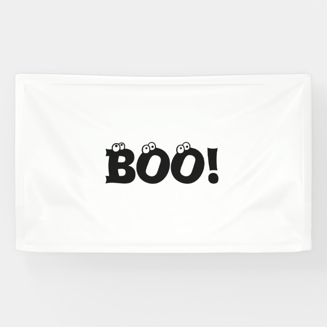 Banderoles Halloween Scary Boo! yeux noir blanc déco (Horizontal)