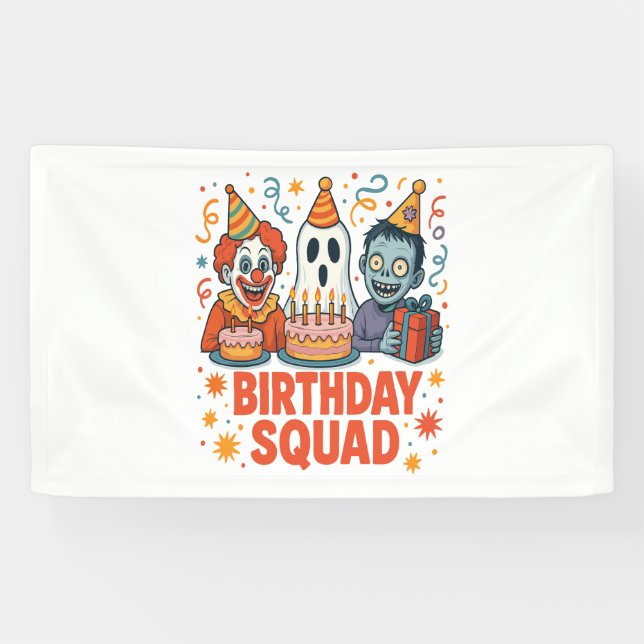 Banderoles Halloween Squad Clown Déplaisant fantôme Zombie Cl (Horizontal)
