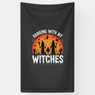 Banderoles Halloween Suspendu Avec Mes Sorcières Lune Vintage
