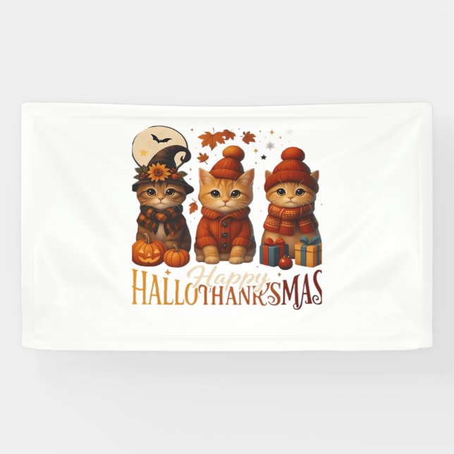 Banderoles Halloween Thanksgiving Noël Happy HalloThanks (Horizontal)