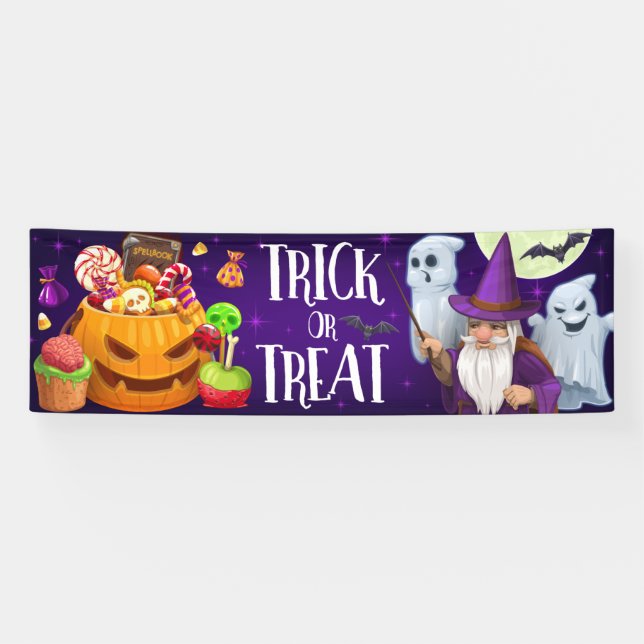 Banderoles Halloween - Tricoter ou traiter (Horizontal)