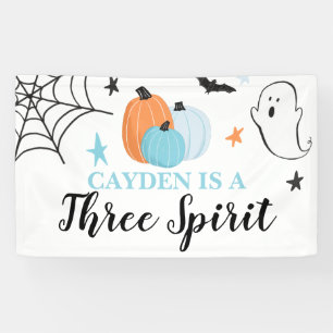 Banderoles Halloween Trois Esprit bleu citrouilles 3e anniver