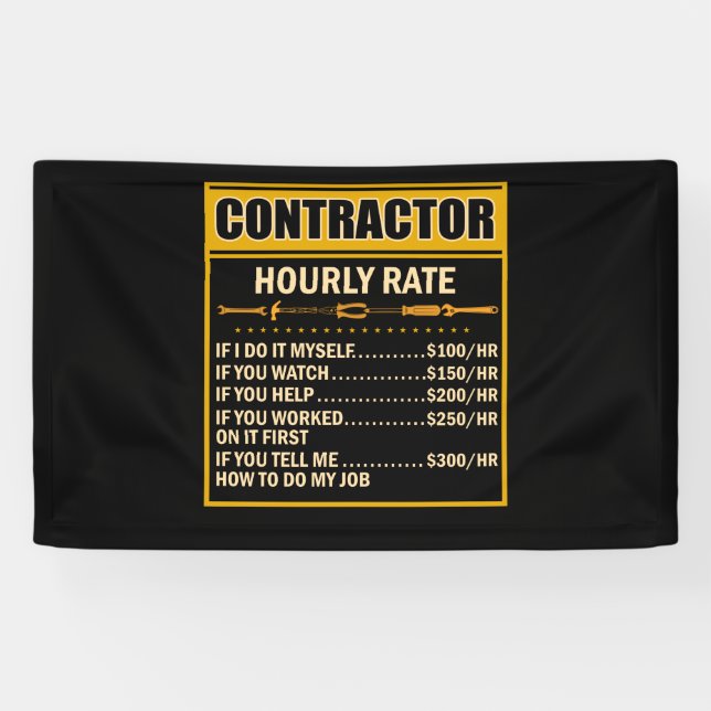 Banderoles Handyman Price Chart Contractor Hourly Rate Labor (Horizontal)