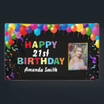 Banderoles Happy 21st Birthday Colorful Balloons Confetti<br><div class="desc">Happy 21st Birthday Colorful Balloons Confetti Photo Banner. For further customization,  please click the "Customize it" button and use our design tool to modify this template.</div>