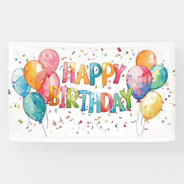 Banderoles Happy Birthday Party Balloons (Horizontal)