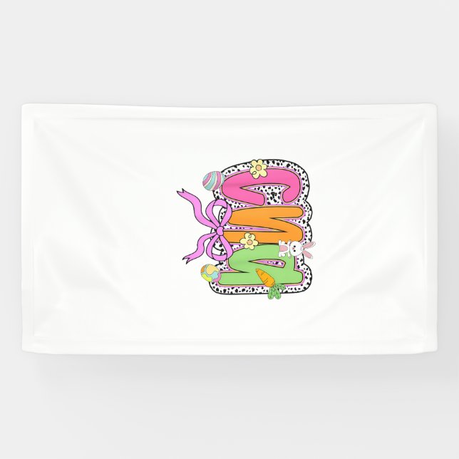 Banderoles Happy Easter CNA Nurse Coquette Bow Bunny Eggs Wom (Horizontal)