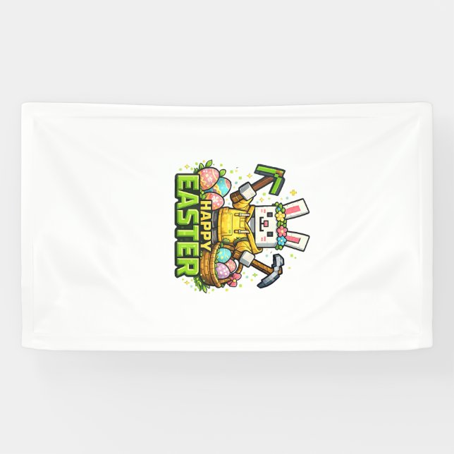 Banderoles Happy Easter Day Bunny Egg Gamer Video Game Kids M (Horizontal)
