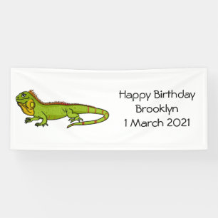 Banderoles Happy green iguana cartoon