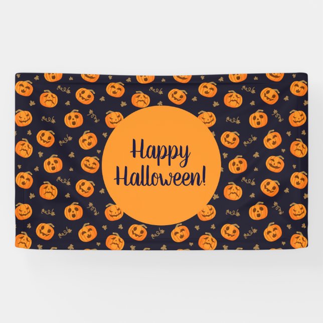 Banderoles Happy Halloween Funny mignon Motif Citrouille (Horizontal)
