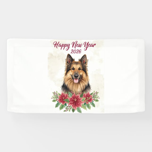 Banderoles Happy New Year 2026 Dog Theme (Horizontal)
