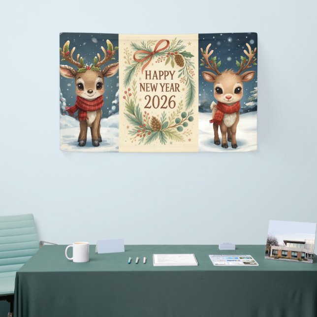 Banderoles happy new year rustic party banner (Salon professionnel)