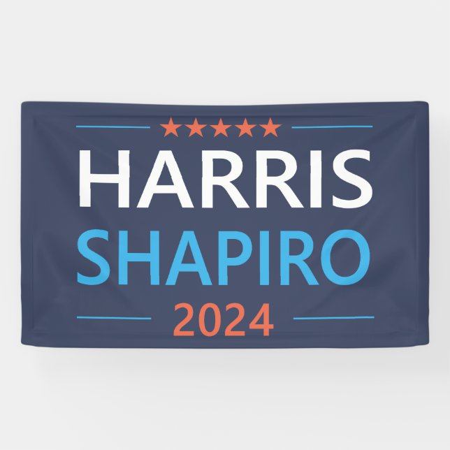 Banderoles Harris Shapiro 2024 Kamala Harris Democrat (Horizontal)
