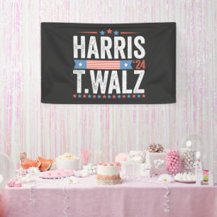 Banderoles Harris Walz Élection 2024 Kamala Tim Waltz