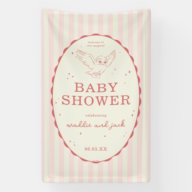 Banderoles Harry Potter Hedwig Pink Stripe Baby Shower (Verticale)