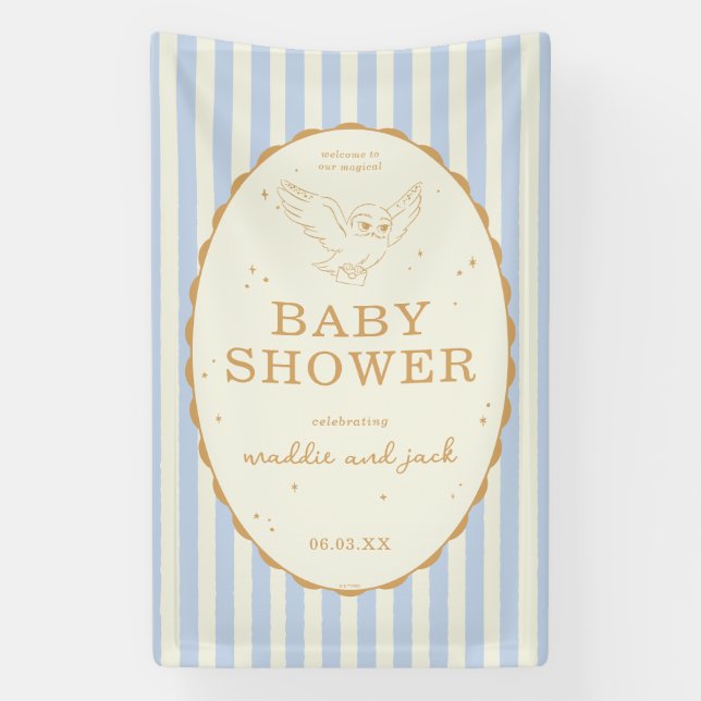 Banderoles Harry Potter Hedwig Rayure Bleue Baby Shower (Verticale)