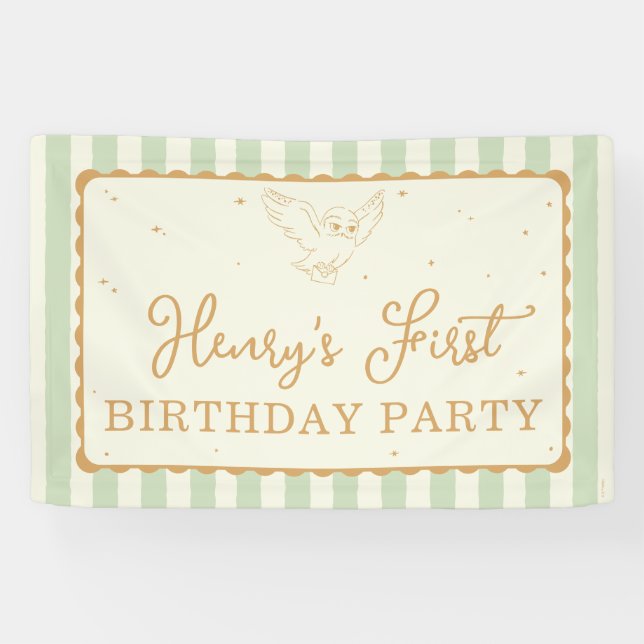 Banderoles Harry Potter Hedwig Vert Rayé Anniversaire (Horizontal)