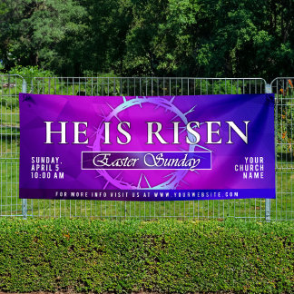 Banderoles He Is Risen Easter Sunday Church
