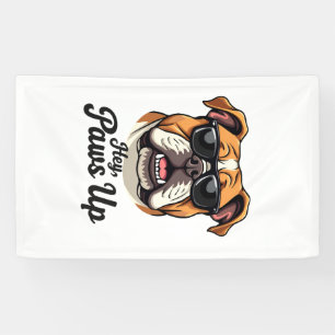 Banderoles Hé Paws Up Bulldog Vintage avec Lunettes de Soleil