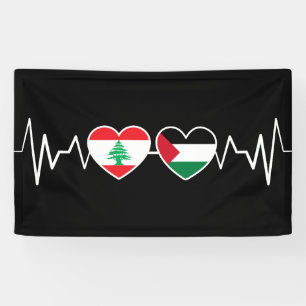 Banderoles Heartbeat Lebanon Palestine Unity drapeaux.