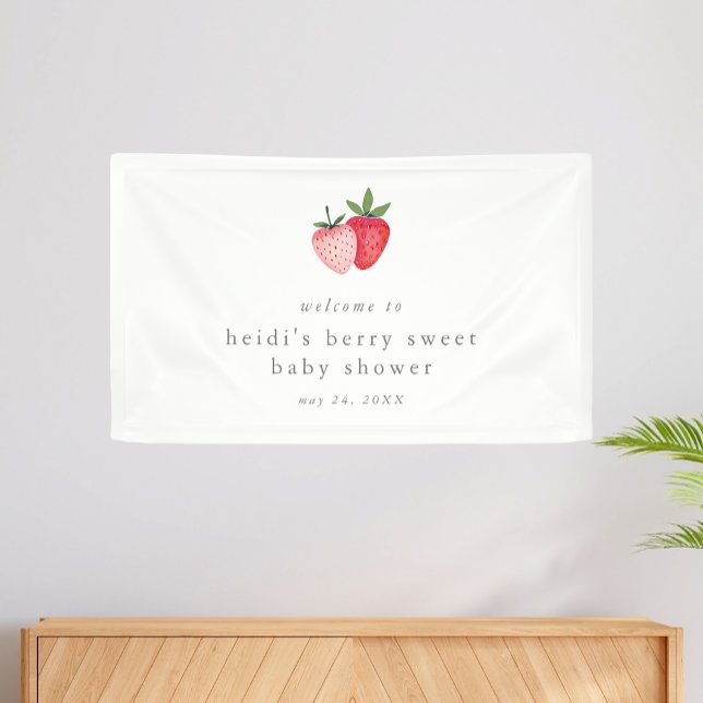 Banderoles HEIDI Pink Berry Sweet Strawberry Girl Baby Douche (HEIDI Pink Berry Sweet Strawberry Girl Baby Shower Banner)