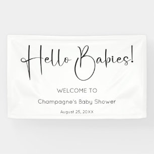 Banderoles Hello Babies Baby shower de script moderne