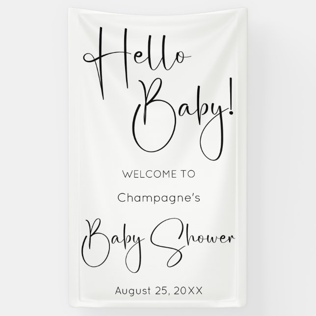 Banderoles Hello Baby Modern Script Baby shower (Vertical)