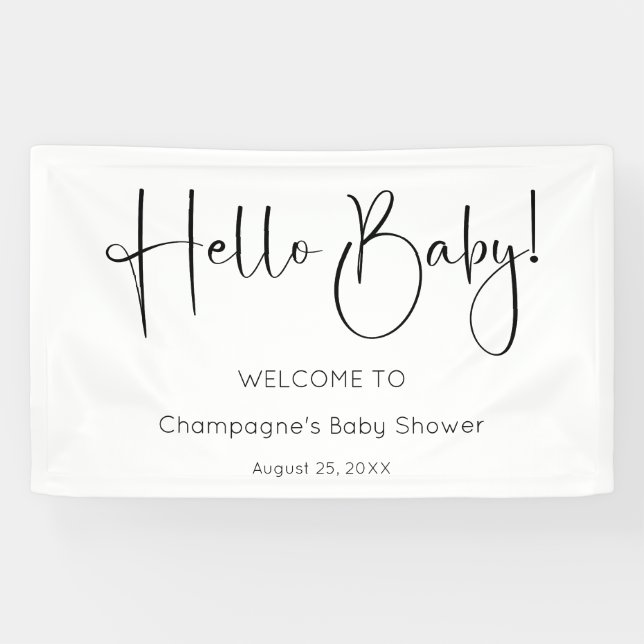 Banderoles Hello Baby Modern Script Baby shower (Horizontal)