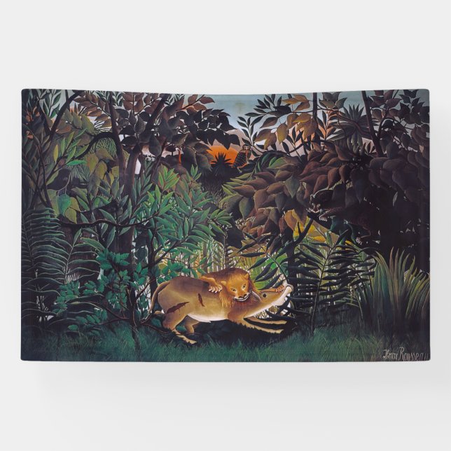Banderoles Henri Rousseau - Le lion affamé (Horizontal)