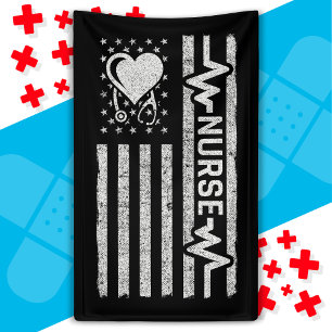 Banderoles Héros américain Drapeau Héros Coeur Infirmière App