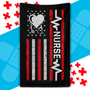 Banderoles Héros américain Drapeau Héros Coeur Infirmière App