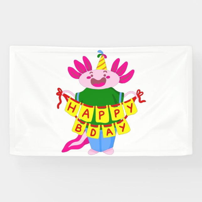 Banderoles heureux anniversaire Axolotl (Horizontal)