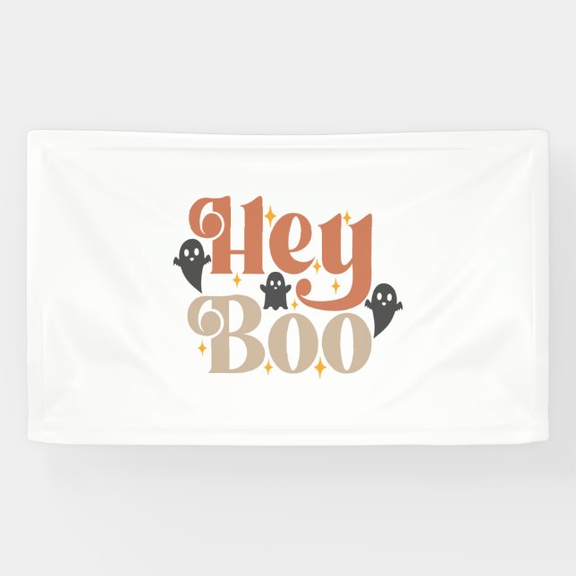 Banderoles Hey Boo Boho Halloween Hey Boo Ghost (Horizontal)