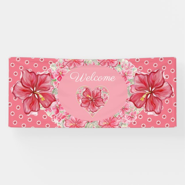 Banderoles Hibiscus & dentelle RED (Horizontal)