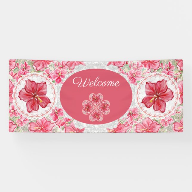 Banderoles Hibiscus & dentelle RED (Horizontal)