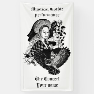 Banderoles Hibou gothique de nuit et femme