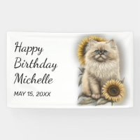 Himalayan Kitten Chat Tournesols Joyeux anniversai