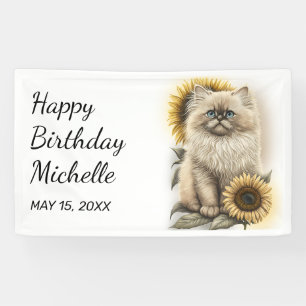Banderoles Himalayan Kitten Chat Tournesols Joyeux anniversai