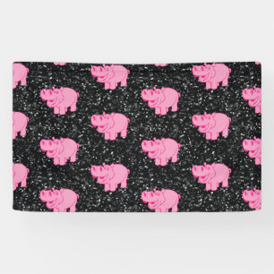 Banderoles Hippopotame rose Joli Hippopotame visage souriant