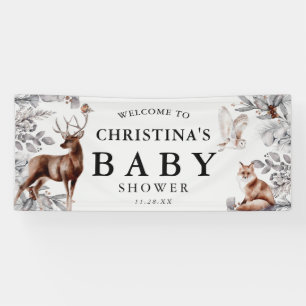 Banderoles Hiver Bois Animaux Baby shower d'aquarelle