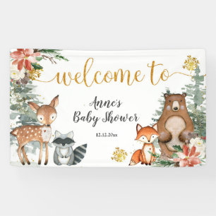 Banderoles Hiver Bois Noël Baby shower Floral