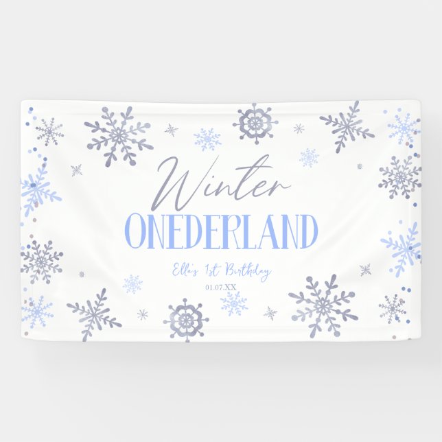 Banderoles Hiver ONE derland Flocon de neige 1er anniversaire (Horizontal)