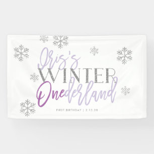 Banderoles Hiver ONE derland Parties scintillant d'argent vio