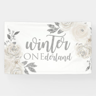 Banderoles Hiver Onederland Fleurs de Parties scintillant d'a