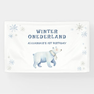 Banderoles Hiver Onederland Ours polaire 1er anniversaire