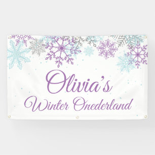 Banderoles Hiver Onederland Purple Flèches bleues