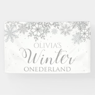 Banderoles Hiver Onederland Silver Snowflakes Premier anniver