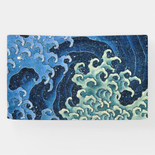 Banderoles Hokusai Vague féminine Océan Vintage