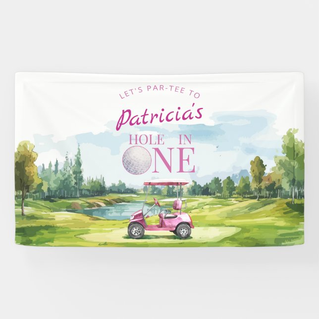 Banderoles Hole In One Pink Golf 1st Birthday  (Horizontal)