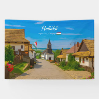 Banderoles Hollókő, Hongrie - Rue du village historique