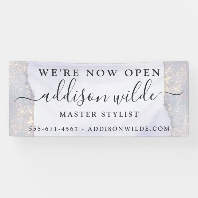 Banderoles Holographique Parties scintillant violet Luxe Glam (Horizontal)